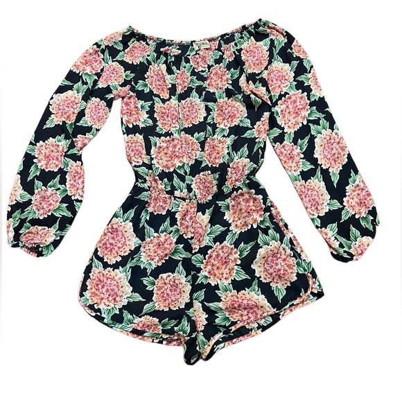 Show Me Your Mumu Rane Romper Flower Puff Girls Size Medium Flowy Ruffle Sheer - Picture 2 of 8